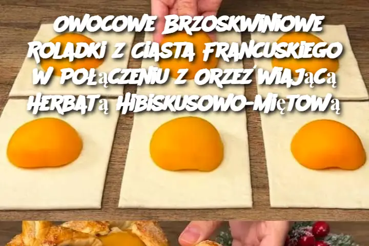 Owocowe Brzoskwiniowe Roladki z Ciasta Francuskiego w Połączeniu z Orzeźwiającą Herbatą Hibiskusowo-Miętową