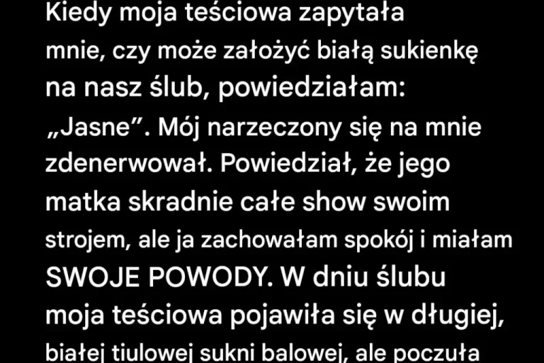 Kontrowersyjna Decyzja Matki: Biała Tiulowa Suknia na Ślubie Synu – Jak Doszło do Takiej Sytuacji?